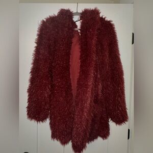 Thick fluffy maroon jacket